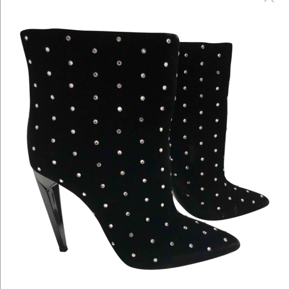 SAINT LAURENT Velvet Crystal Bootie - Picture 2 of 8